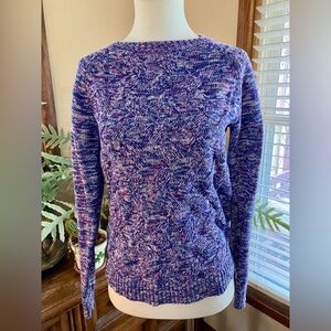 Land’s End Cotton Cable Knit Drifter Sweater W’s Small Blue/Purple